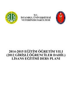 2012 Yılından İtibaren Ders Planı - İstanbul Üniversitesi | Veteriner