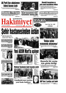 20 Ocak 2014 Pazartesi - Çorum Hakimiyet Gazetesi