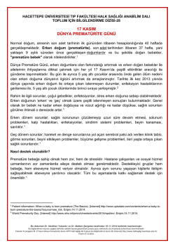 17 kasım dünya prematürite günü - Hacettepe Üniversitesi Tıp