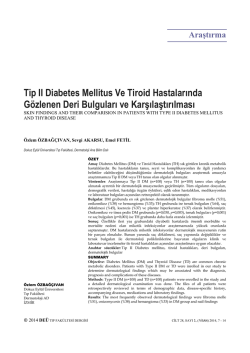 Tip II Diabetes Mellitus Ve Tiroid Hastalarında Gözlenen Deri