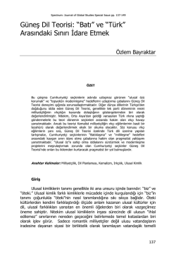Güneş Dil Teorisi: “Batı” ve “Türk” Arasındaki Sınırı İdare Etmek