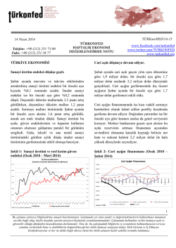 Haftalık Ekonomi Değerlendirme Raporu – 15.04.2014