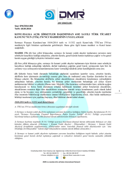 SPK/2014.008 – Halka Açık Şirketler Bakımından 6102 Sayılı Türk