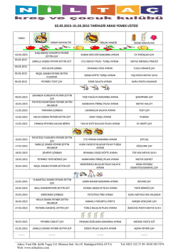 02.03.2015–31.03.2015 tarihleri arası yemek listesi
