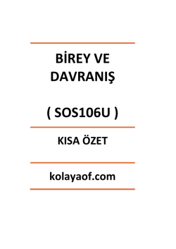 BİREY VE DAVRANIŞ ( SOS106U )