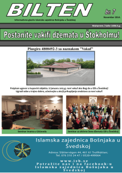 Bilten br. 7 - Islamska zajednica Bošnjaka u Švedskoj