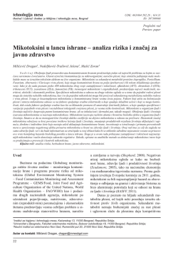 Mikotoksini u lancu ishrane – analiza rizika i značaj za javno zdravstvo