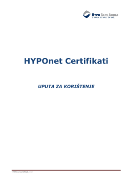 HYPOnet Certifikati - Hypo savjetodavno bankarstvo