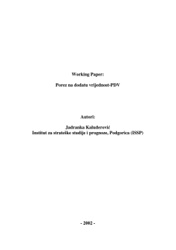 Working Paper: Porez na dodatu vrijednost-PDV Autori