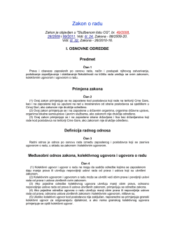 Zakon o radu, precisceni tekst - Unija Slobodnih Sindikata Crne Gore