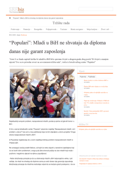 “Populari”: Mladi u BiH ne shvataju da diploma danas nije garant