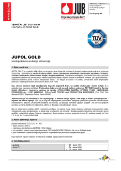 JUPOL Gold - tehnički list