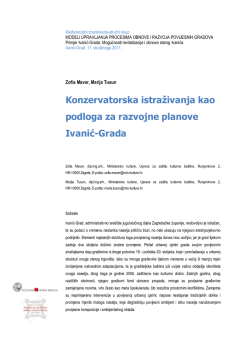 Konzervatorska istraživanja kao podloga za razvojne planove Ivanić