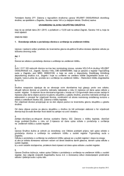Saziv Izvanredne Glavna skupština Društva za dan 26.1.2015.