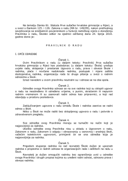 Na temelju članka 81. Statuta Prve sušačke hrvatske gimnazije u