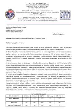 Pismo HPD-a ministru - Hrvatsko pedijatrijsko društvo