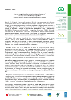 priopćenje za medije - Poticanje energetske efikasnosti u Hrvatskoj
