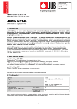 JUBIN Metal - tehnički list