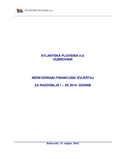 FI za razdoblje I-XII 2014 - Atlantska plovidba dd Dubrovnik