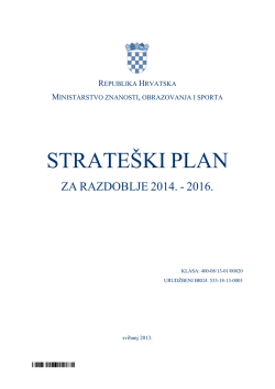 Strateški plan - Ministarstvo znanosti, obrazovanja i športa RH