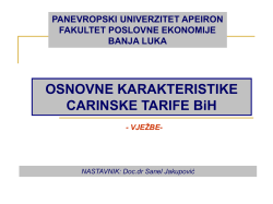 Carinska tarifa BiH - Panevropski univerzitet Apeiron