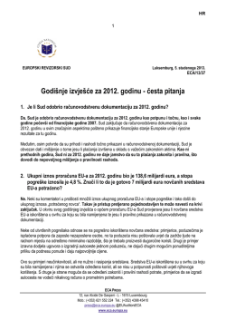 Godišnje izvješće za 2012. godinu - česta pitanja