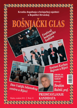 BOŠNJAČKI GLAS - Vijeće bošnjačke nacionalne manjine Grada