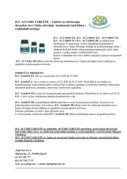 D.V. ACTABS TABLETE – Tablete za održavanje - Frigo-kor
