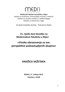 KNJIŽICA SAŽETAKA - Medicinski fakultet Rijeka