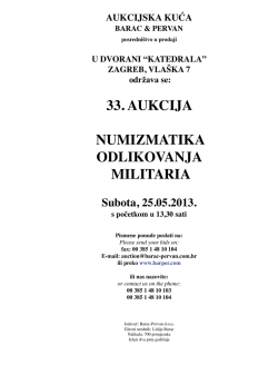 33. aukcija numizmatika odlikovanja militaria