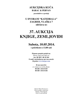 37. AUKCIJA KNJIGE, ZEMLJOVIDI - Barac & Pervan aukcijska kuća
