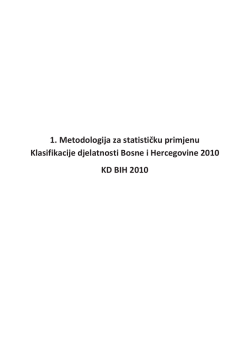 Metodologija za statističku primjenu KD BIH 2010