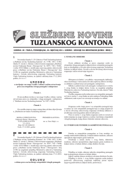 Službene novine Tuzlanskog kantona broj 1