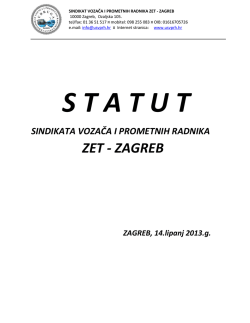 Statut SVPR ZET Zagreb - Udruga sindikata vozača i prometnih
