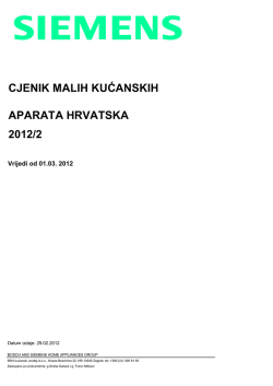 CJENIK MALIH KUĆANSKIH APARATA HRVATSKA 2012/2
