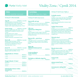 Vitality Zona / Cjenik 2014.