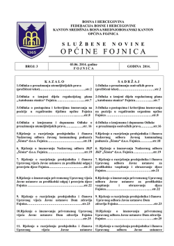 Službene novine općine Fojnica, br. 3, 03.06.2014 (PDF, 508 kb)