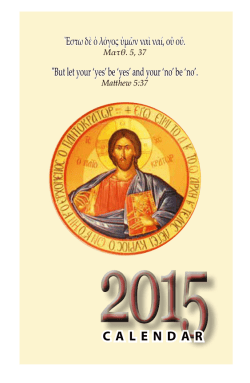 2015C alendar - Greek Orthodox Metropolis of Toronto (Canada)