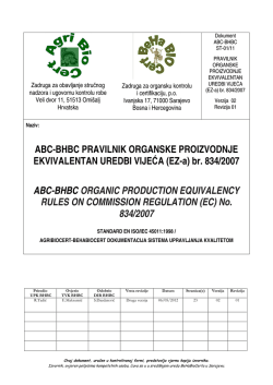 Pravilnik o organskoj proizvodnji - BeHaBIOCert