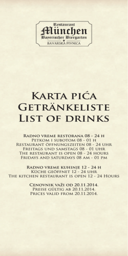 Karta pića Getränkeliste List of drinks