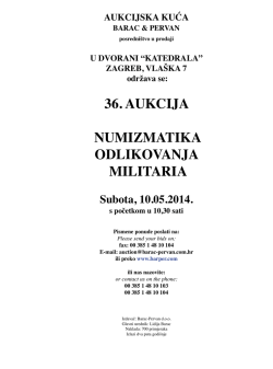 36. aukcija numizmatika odlikovanja militaria