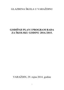 godišnji plan i program rada – 2014 15