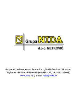 Grupa NIDA d.o.o.,Kneza Branimira 1 ,20350 Metković,Hrvatska Tel