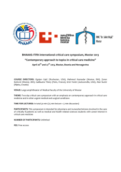 BHAAAS: Fifth international critical care symposium, Mostar 2013