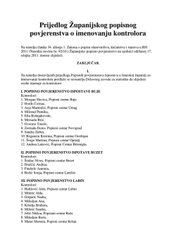 Prijedlog Županijskog popisnog povjerenstva o imenovanju kontrolora