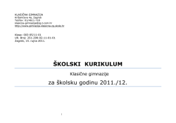 ŠKOLSKI KURIKULUM za školsku godinu 2011./12.