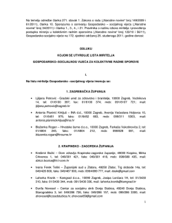 Odluka o listi miritelja GSV_kolektivni radni sporovi 2011.