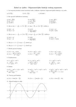 Zadaci za vjezbu - Trigonometrijske funkcije realnog argumenta