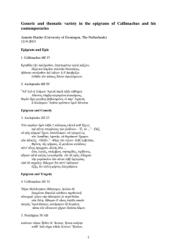 Generic and thematic variety in the epigrams of Callimachus and his