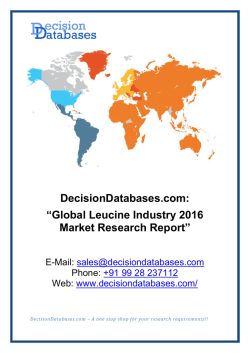 Leucine Market Research Report: Global Analysis 2016-2021